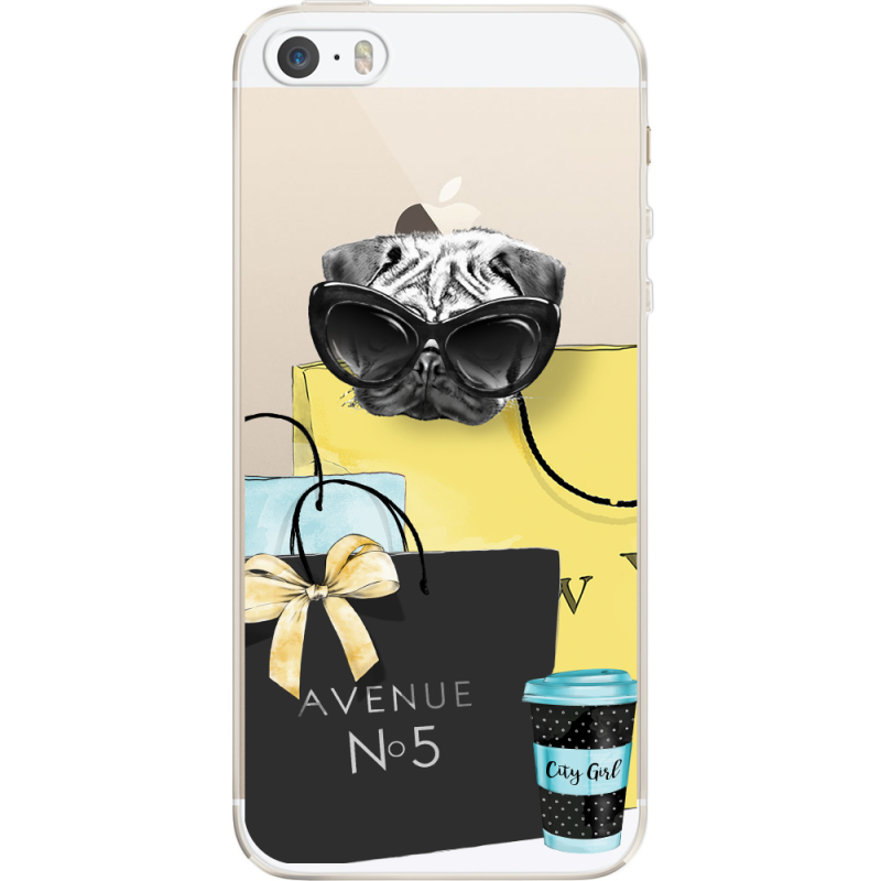 Прозрачный чехол Uprint Apple iPhone 5 / 5S / 5SE Fashion Pug