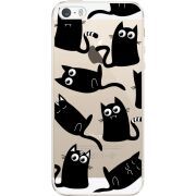 Прозрачный чехол Uprint Apple iPhone 5 / 5S / 5SE с 3D-глазками Black Kitty