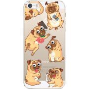 Прозрачный чехол Uprint Apple iPhone 5 / 5S / 5SE с 3D-глазками Pug