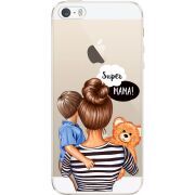 Прозрачный чехол Uprint Apple iPhone 5 / 5S / 5SE Super Mama and Son