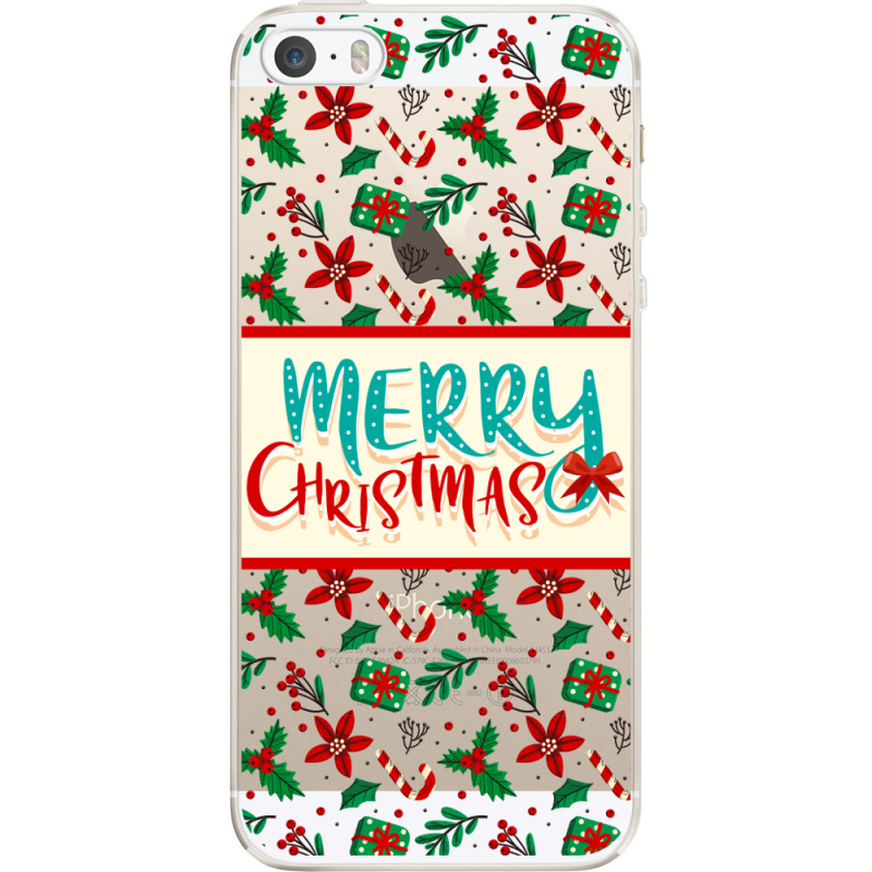 Прозрачный чехол Uprint Apple iPhone 5 / 5S / 5SE Vintage Christmas Pattern