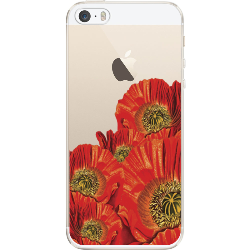 Прозрачный чехол Uprint Apple iPhone 5 / 5S / 5SE Red Poppies