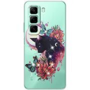 Чохол зі стразами Infinix Hot 50 Pro Cat in Flowers