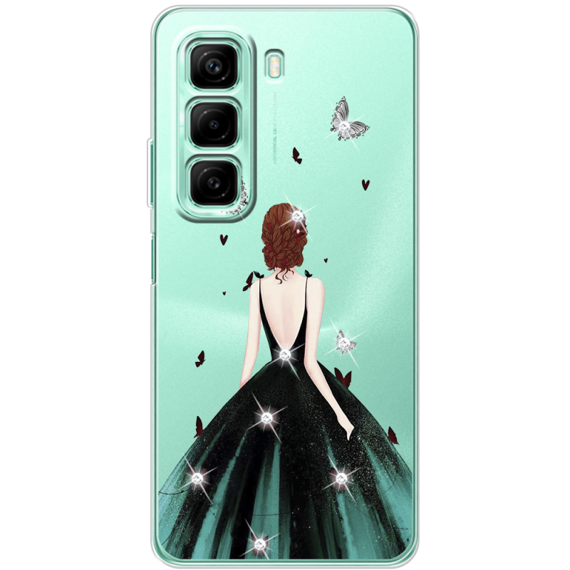 Чохол зі стразами Infinix Hot 50 Pro Girl in the green dress