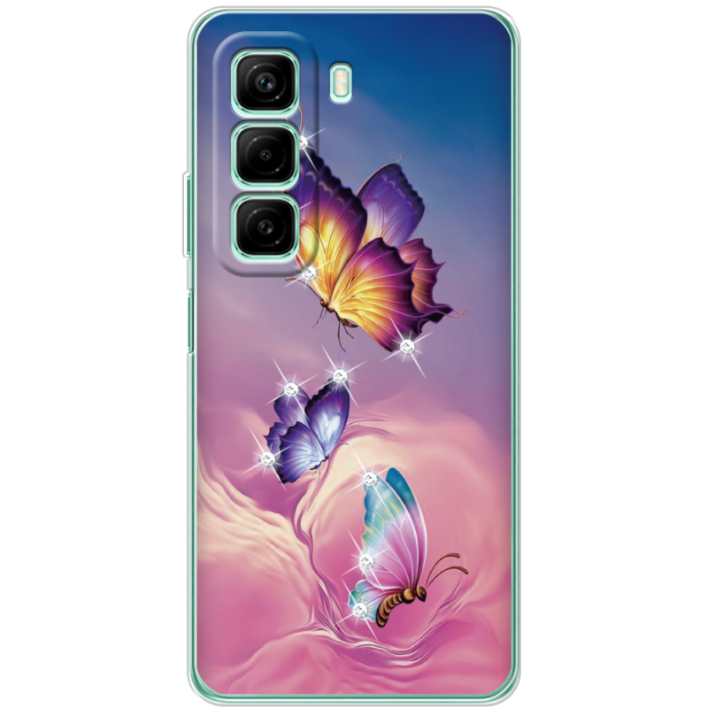 Чохол зі стразами Infinix Hot 50 Pro Butterflies