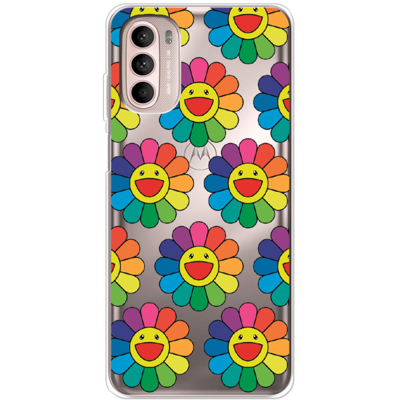 Прозорий чохол BoxFace Motorola Moto G52 Hippie Flowers