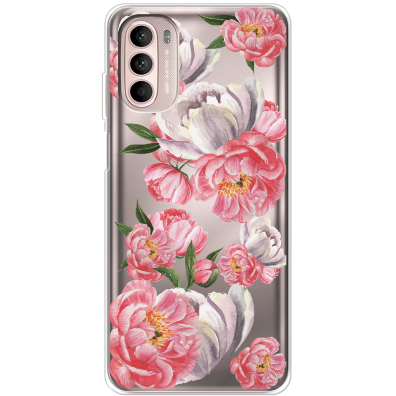 Прозорий чохол BoxFace Motorola Moto G52 Peony Watercolor Style