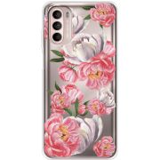 Прозорий чохол BoxFace Motorola Moto G52 Peony Watercolor Style