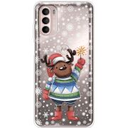 Прозорий чохол BoxFace Motorola Moto G52 Christmas Deer with Snow