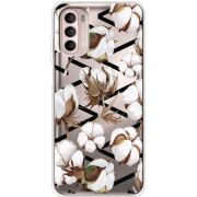 Прозорий чохол BoxFace Motorola Moto G52 Cotton flowers