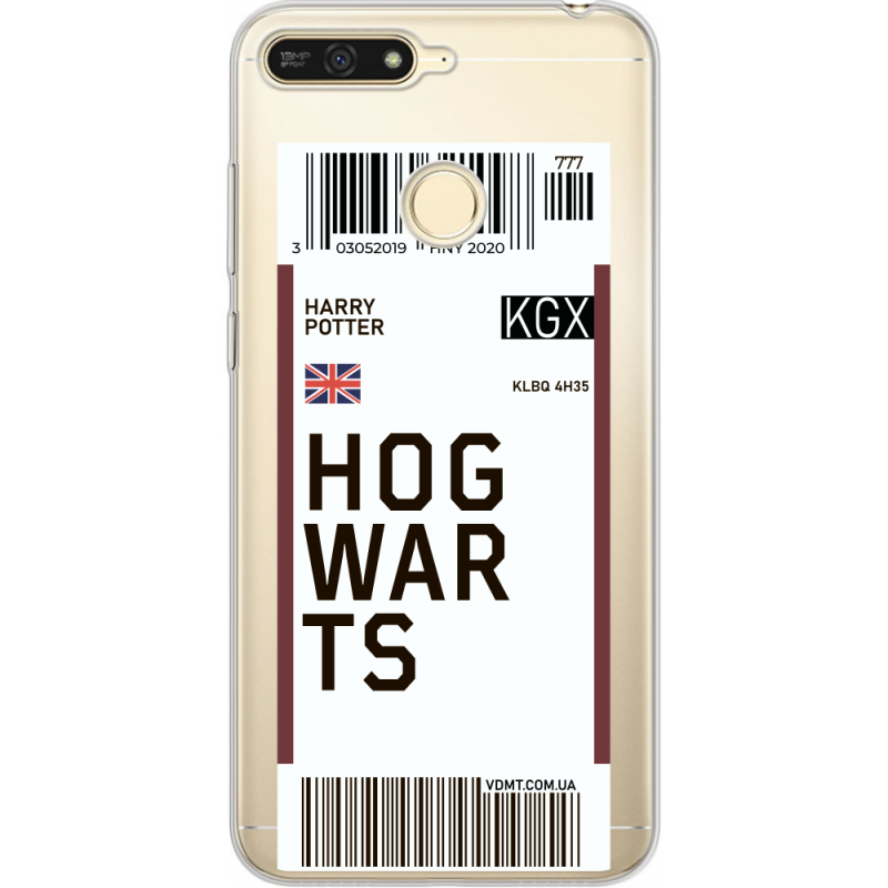 Прозрачный чехол Uprint Huawei Y6 Prime 2018 / Honor 7A Pro Ticket Hogwarts