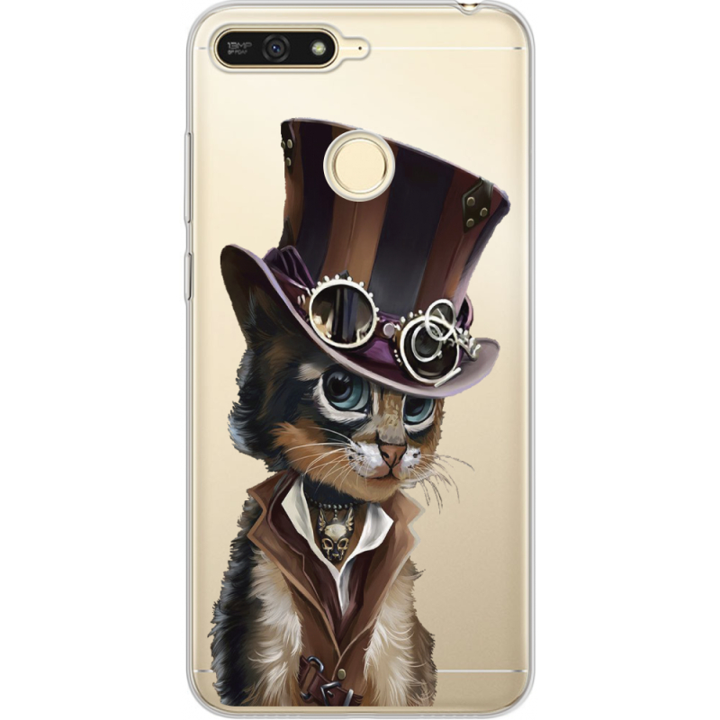 Прозрачный чехол Uprint Huawei Y6 Prime 2018 / Honor 7A Pro Steampunk Cat