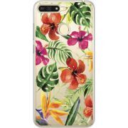 Прозрачный чехол Uprint Huawei Y6 Prime 2018 / Honor 7A Pro Tropical Flowers