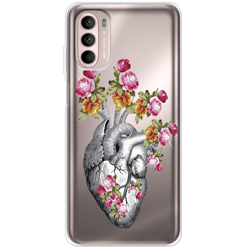 Чохол зі стразами Motorola Moto G52 Heart