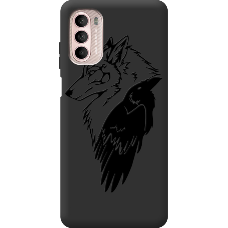 Чорний чохол BoxFace Motorola Moto G52 Wolf and Raven