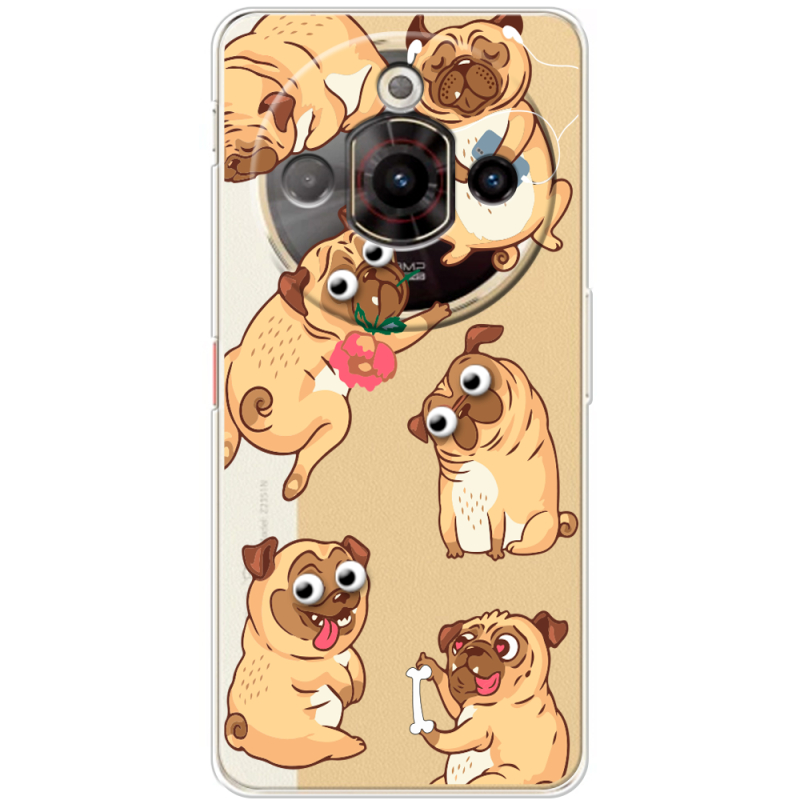 Прозорий чохол BoxFace Nubia Focus Pro 5G с 3D-глазками Pug