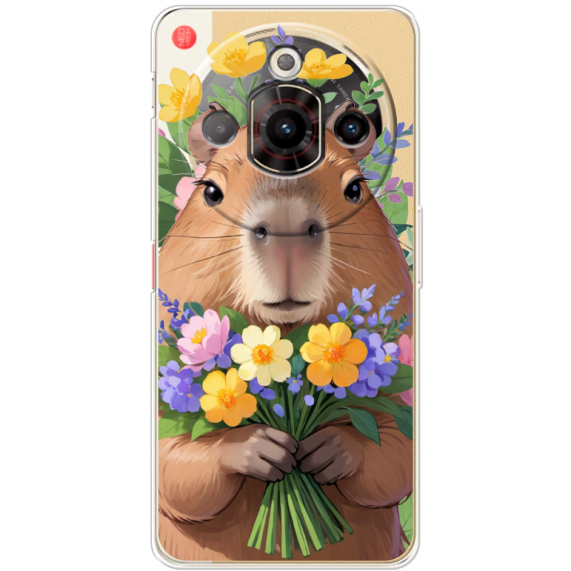 Прозорий чохол BoxFace Nubia Focus Pro 5G Капибара з квітами