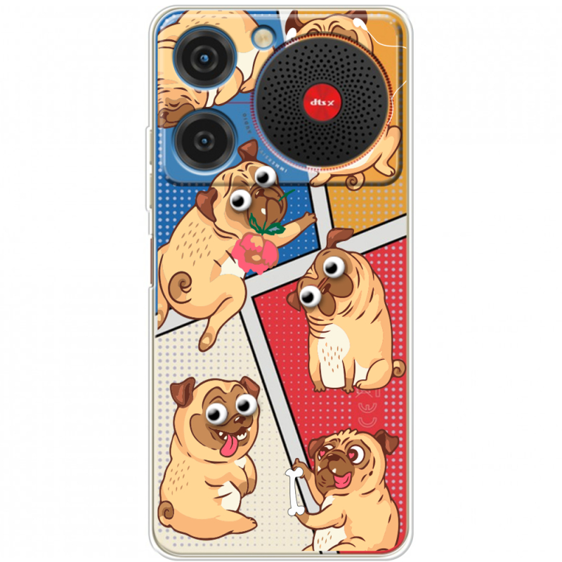 Прозорий чохол BoxFace ZTE Nubia Music с 3D-глазками Pug