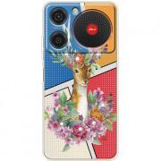 Чохол зі стразами ZTE Nubia Music Deer with flowers