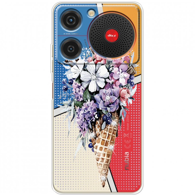 Чохол зі стразами ZTE Nubia Music Ice Cream Flowers