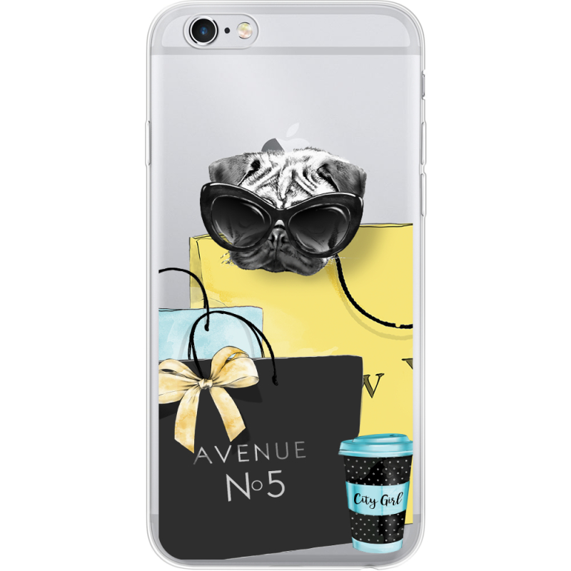 Прозрачный чехол Uprint Apple iPhone 6 / 6S Fashion Pug