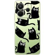 Прозорий чохол BoxFace Xiaomi Redmi Note 14 4G EU version с 3D-глазками Black Kitty