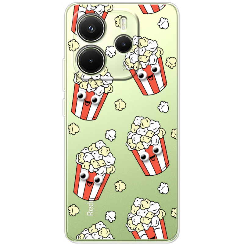 Прозорий чохол BoxFace Xiaomi Redmi Note 14 4G EU version с 3D-глазками Popcorn