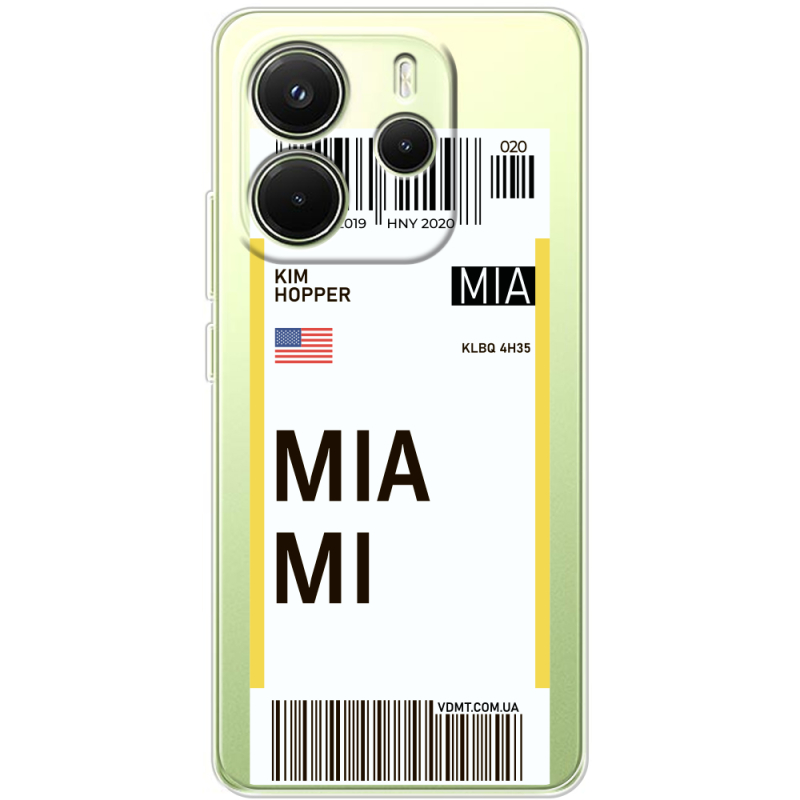 Прозорий чохол BoxFace Xiaomi Redmi Note 14 4G EU version Ticket Miami