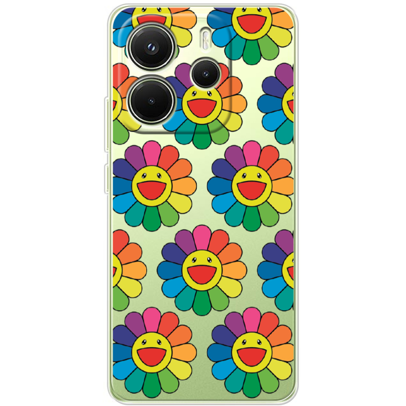 Прозорий чохол BoxFace Xiaomi Redmi Note 14 4G EU version Hippie Flowers