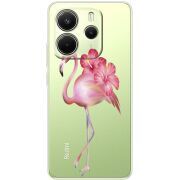Прозорий чохол BoxFace Xiaomi Redmi Note 14 4G EU version Floral Flamingo