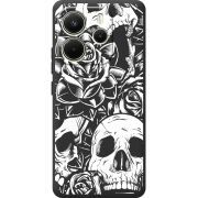 Чорний чохол BoxFace Xiaomi Redmi Note 14 4G Skull and Roses