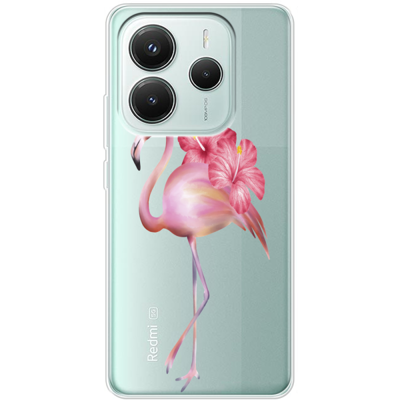 Прозорий чохол BoxFace Xiaomi Redmi Note 14 5G Floral Flamingo