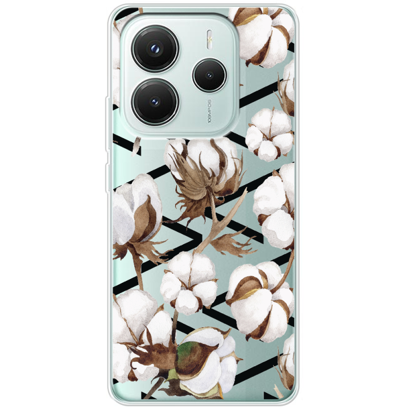 Прозорий чохол BoxFace Xiaomi Redmi Note 14 5G Cotton flowers