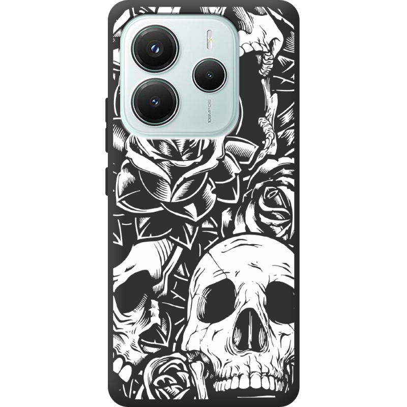 Чорний чохол BoxFace Xiaomi Redmi Note 14 5G Skull and Roses