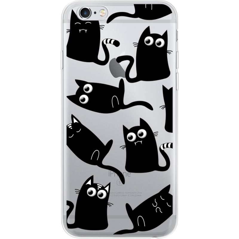 Прозрачный чехол Uprint Apple iPhone 6 Plus / 6S Plus  с 3D-глазками Black Kitty