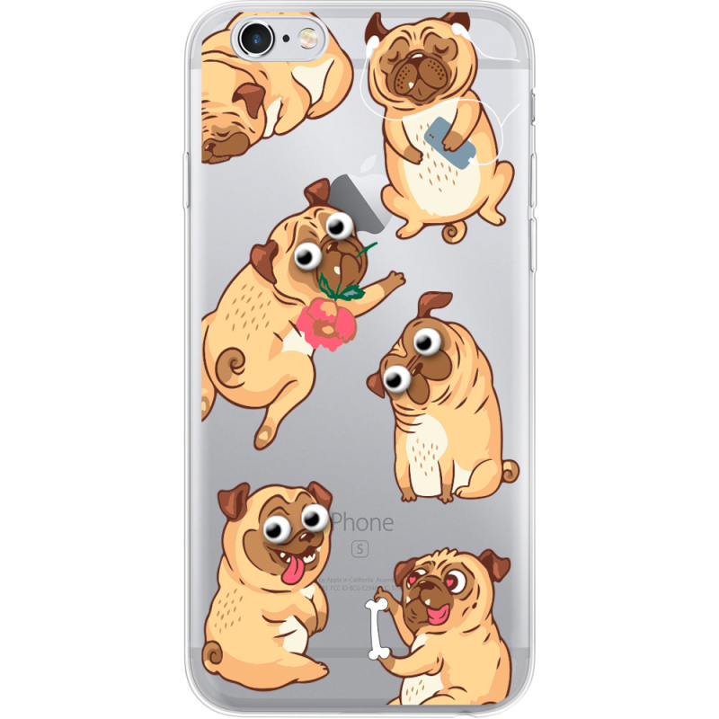 Прозрачный чехол Uprint Apple iPhone 6 Plus / 6S Plus  с 3D-глазками Pug