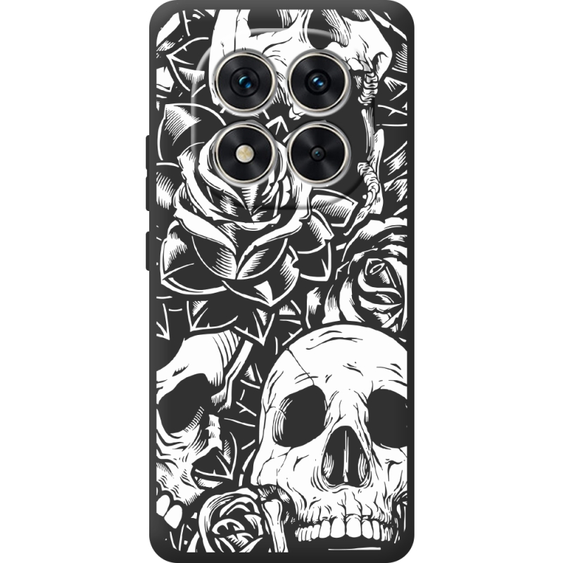 Чорний чохол BoxFace Xiaomi Redmi Note 14 Pro 5G Skull and Roses