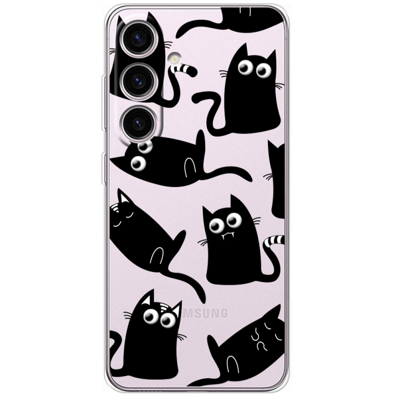Прозорий чохол BoxFace Samsung Galaxy S25 с 3D-глазками Black Kitty