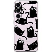 Прозорий чохол BoxFace Samsung Galaxy S25 с 3D-глазками Black Kitty