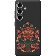 Черный чехол BoxFace Samsung Galaxy S25 Ukrainian Ornament