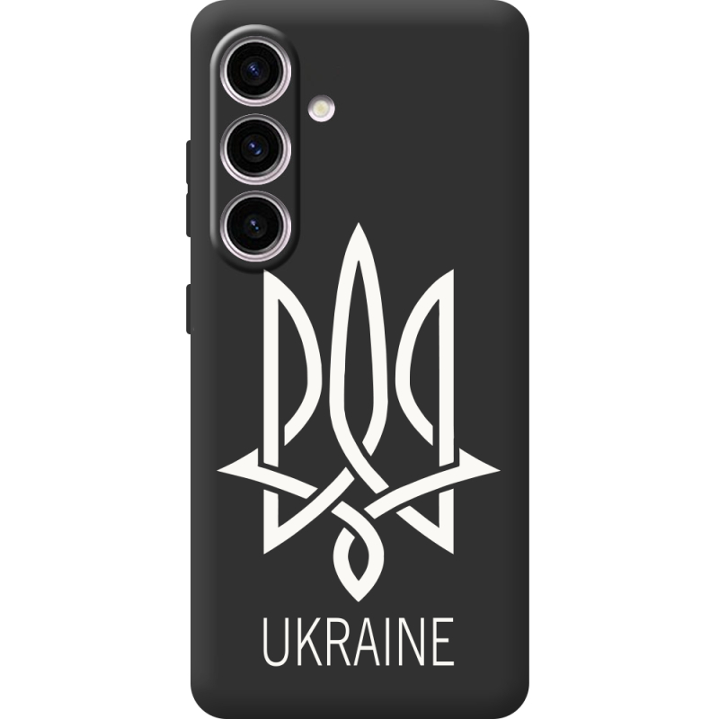 Черный чехол BoxFace Samsung Galaxy S25 Тризуб монограмма ukraine