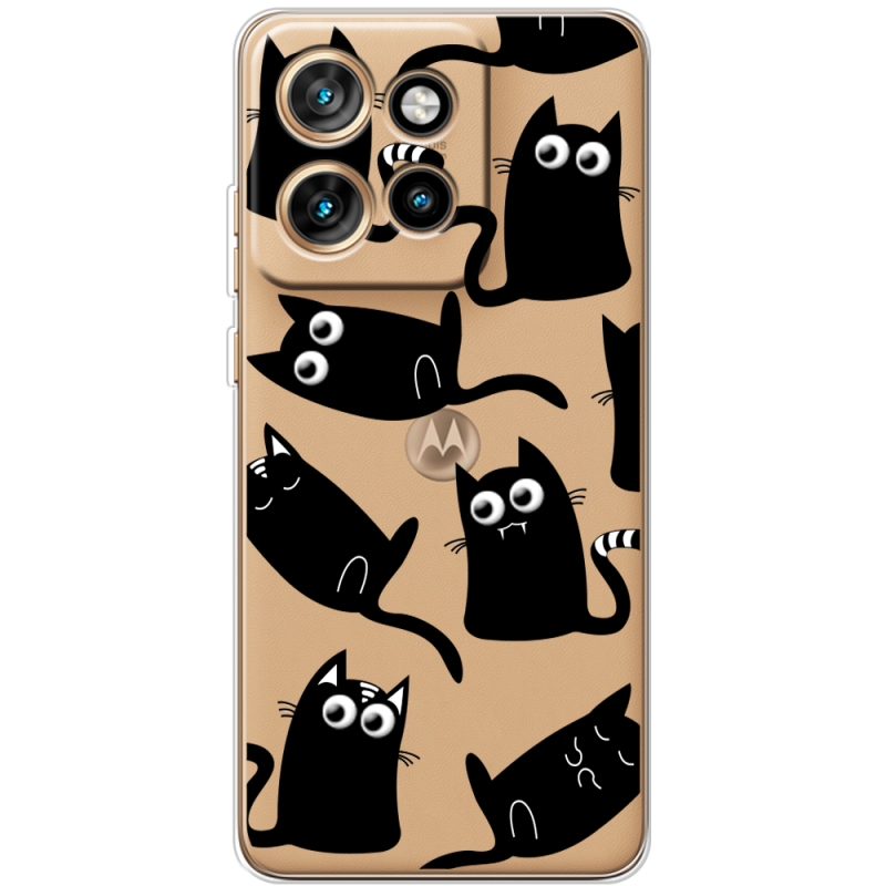 Прозорий чохол BoxFace Motorola Edge 50 Neo с 3D-глазками Black Kitty