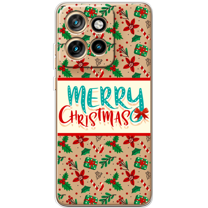 Прозорий чохол BoxFace Motorola Edge 50 Neo Vintage Christmas Pattern