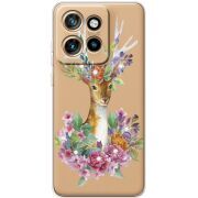 Чохол зі стразами Motorola Edge 50 Neo Deer with flowers