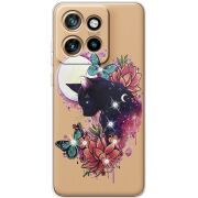 Чохол зі стразами Motorola Edge 50 Neo Cat in Flowers