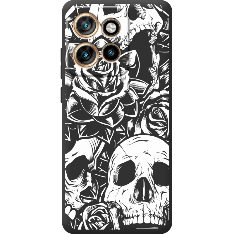 Чорний чохол BoxFace Motorola Edge 50 Neo Skull and Roses