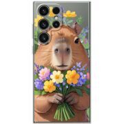 Прозорий чохол BoxFace Samsung Galaxy S25 Ultra Капибара з квітами