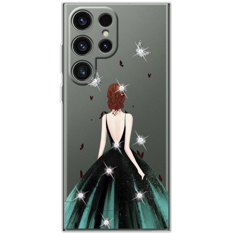 Чохол зі стразами Samsung Galaxy S25 Ultra Girl in the green dress