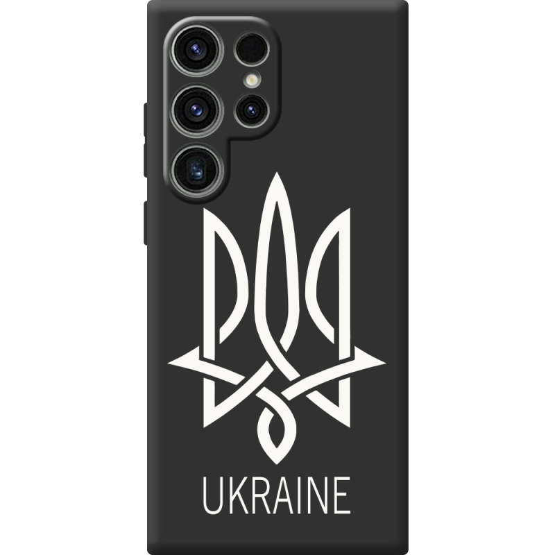 Чорний чохол BoxFace Samsung Galaxy S25 Ultra Тризуб монограмма ukraine