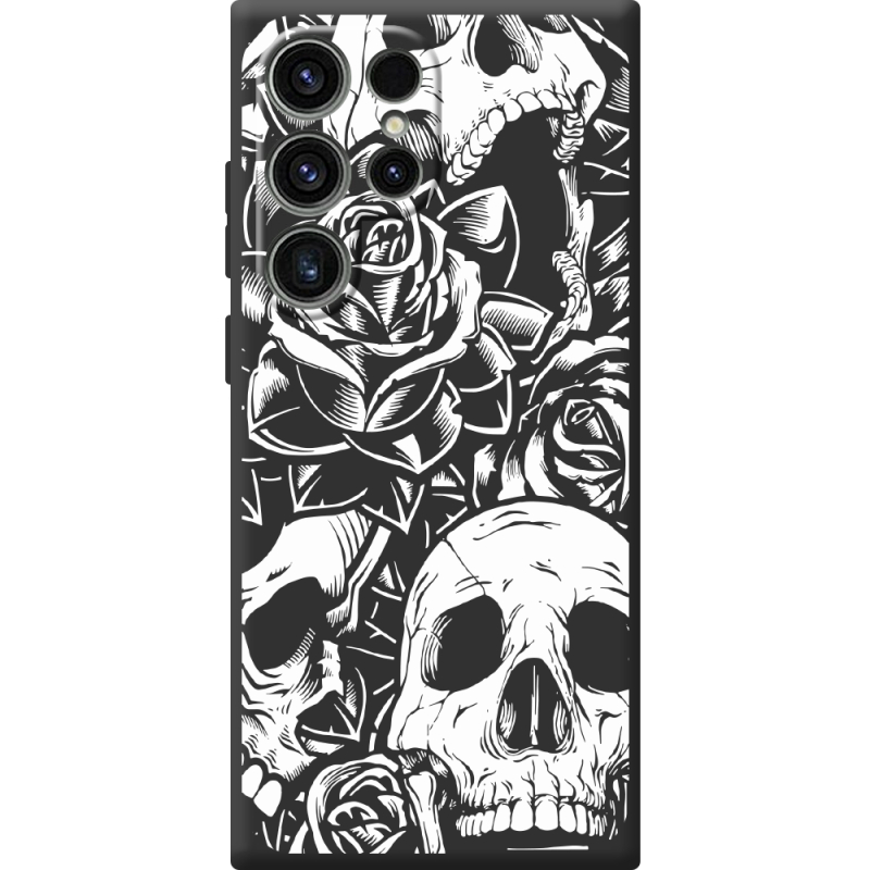 Чорний чохол BoxFace Samsung Galaxy S25 Ultra Skull and Roses